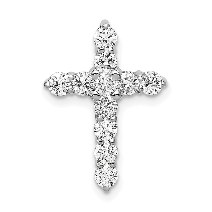 14k White Gold 3/4 CT I1 Diamond Timeless Design Cross Chain Slide