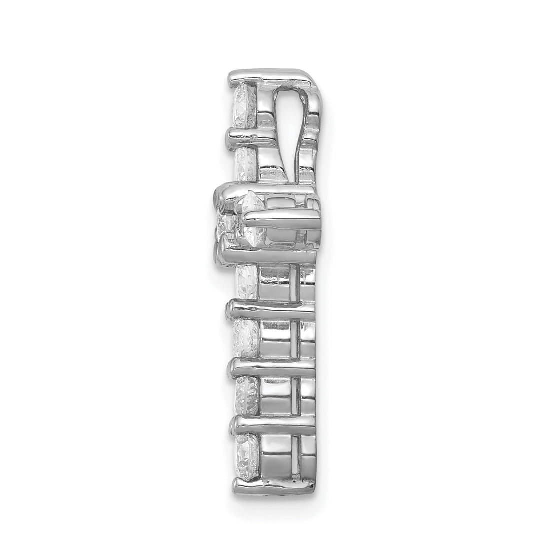 14k White Gold 1 CT I1 Diamond Blod Design Cross Chain Slide