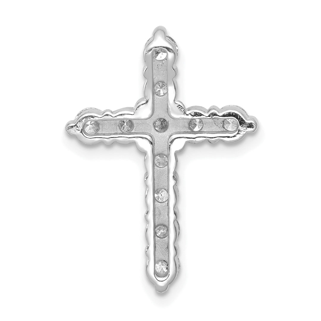 14k White Gold 1 CT I1 Diamond Blod Design Cross Chain Slide