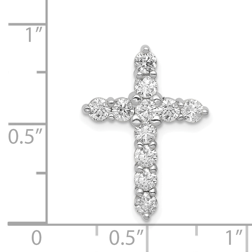 14k White Gold 1 CT I1 Diamond Blod Design Cross Chain Slide