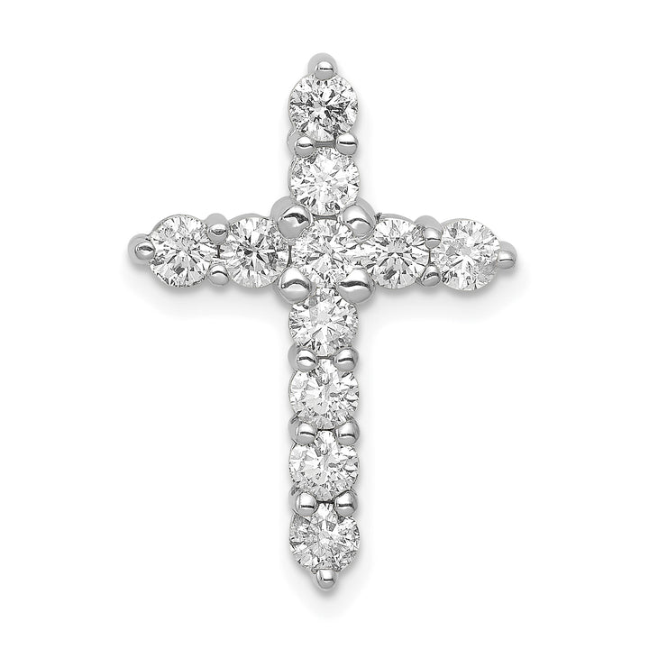 14k White Gold 1 CT I1 Diamond Blod Design Cross Chain Slide