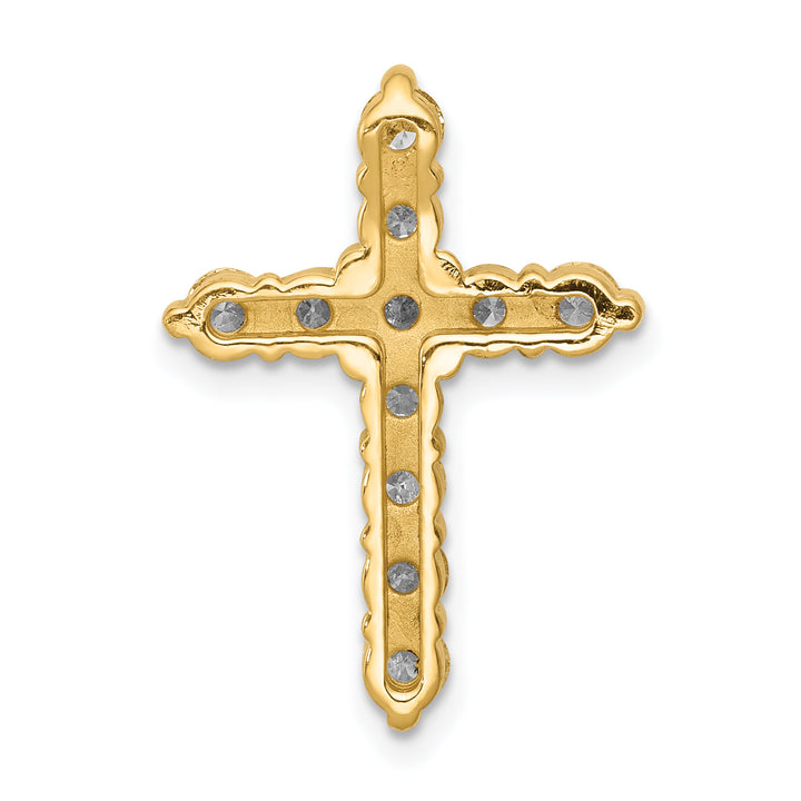 14k Yellow Gold 1 CT I1 Diamond Vintage Cross Chain Slide