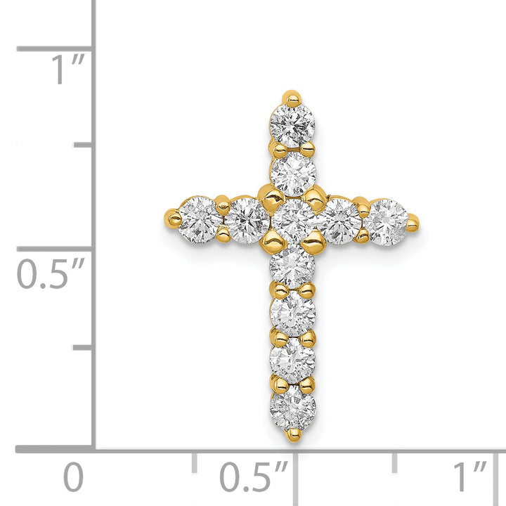 14k Yellow Gold 1 CT I1 Diamond Vintage Cross Chain Slide