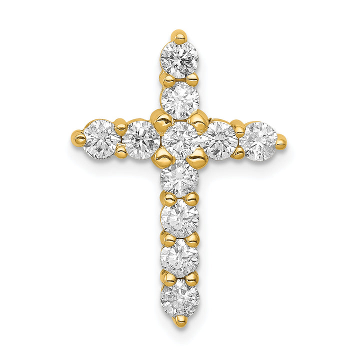 14k Yellow Gold 1 CT I1 Diamond Vintage Cross Chain Slide