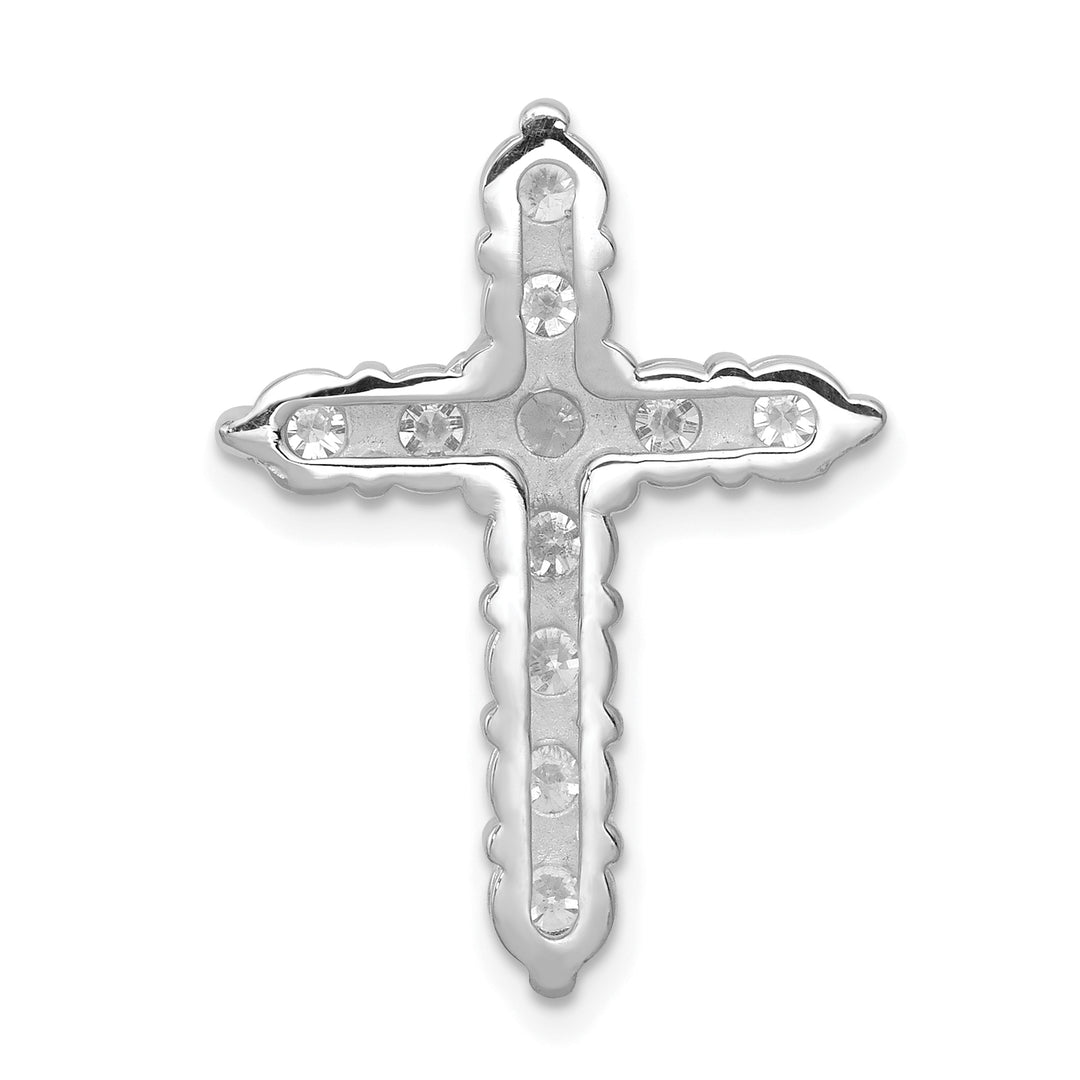 14k White Gold 1.25 CT I1 Diamond Handcrafted Cross Chain Slide