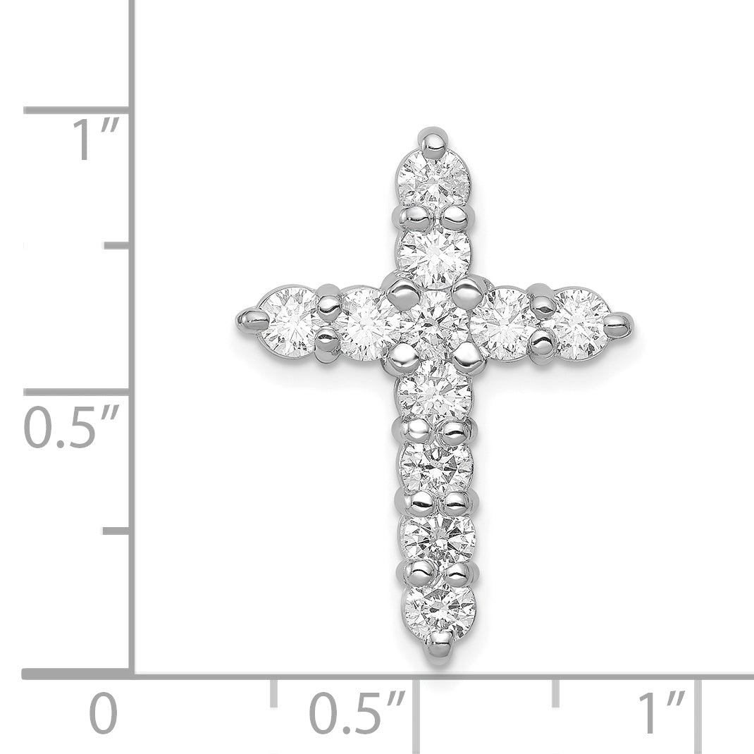 14k White Gold 1.25 CT I1 Diamond Handcrafted Cross Chain Slide