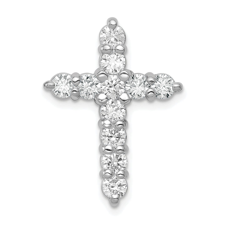 14k White Gold 1.25 CT I1 Diamond Handcrafted Cross Chain Slide