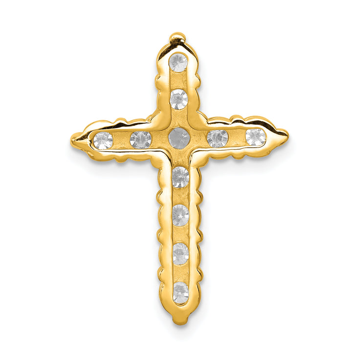14k Yellow Gold 1.25 CT I1 Diamond Bold Design Cross Chain Slide