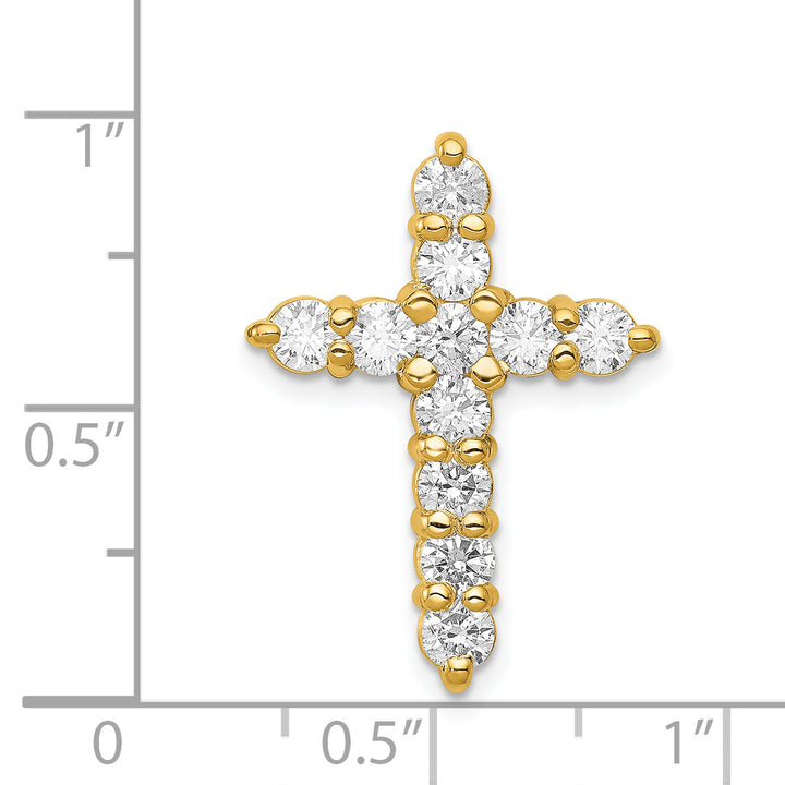14k Yellow Gold 1.25 CT I1 Diamond Bold Design Cross Chain Slide