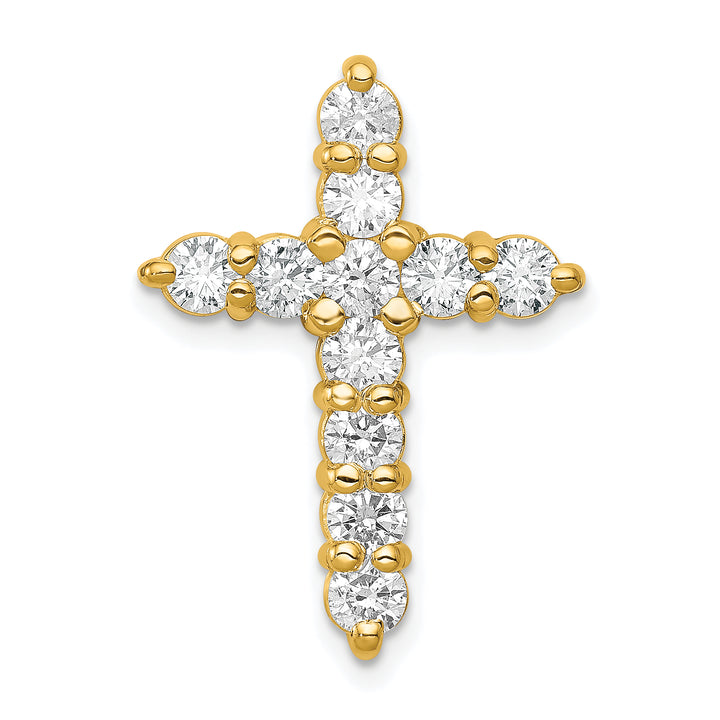 14k Yellow Gold 1.25 CT I1 Diamond Bold Design Cross Chain Slide