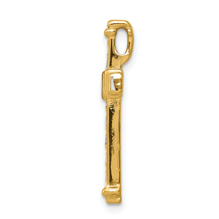 14k Yellow Gold 3/8 CT I1 Diamond Bold Latin Cross Design Slide