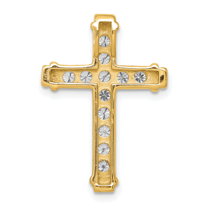 14k Yellow Gold 3/8 CT I1 Diamond Bold Latin Cross Design Slide