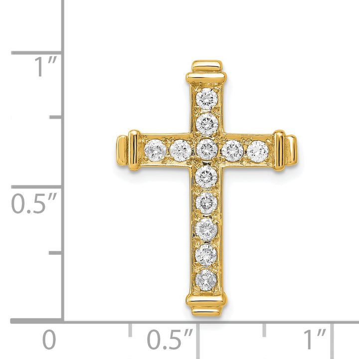 14k Yellow Gold 3/8 CT I1 Diamond Bold Latin Cross Design Slide