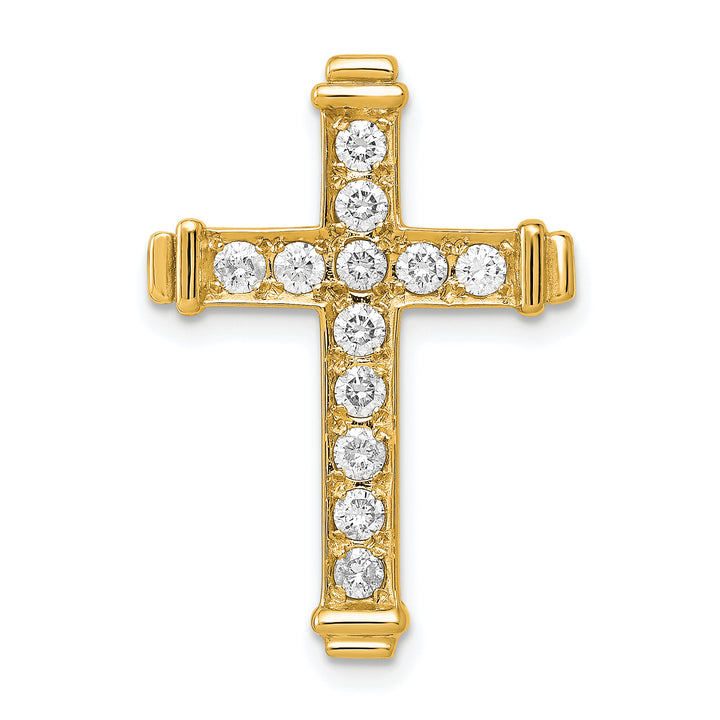 14k Yellow Gold 3/8 CT I1 Diamond Bold Latin Cross Design Slide
