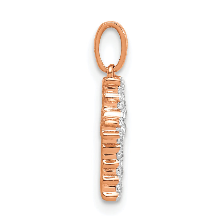 14k Rose Gold 1/10 CT Diamond Latin Design Cross Pendant