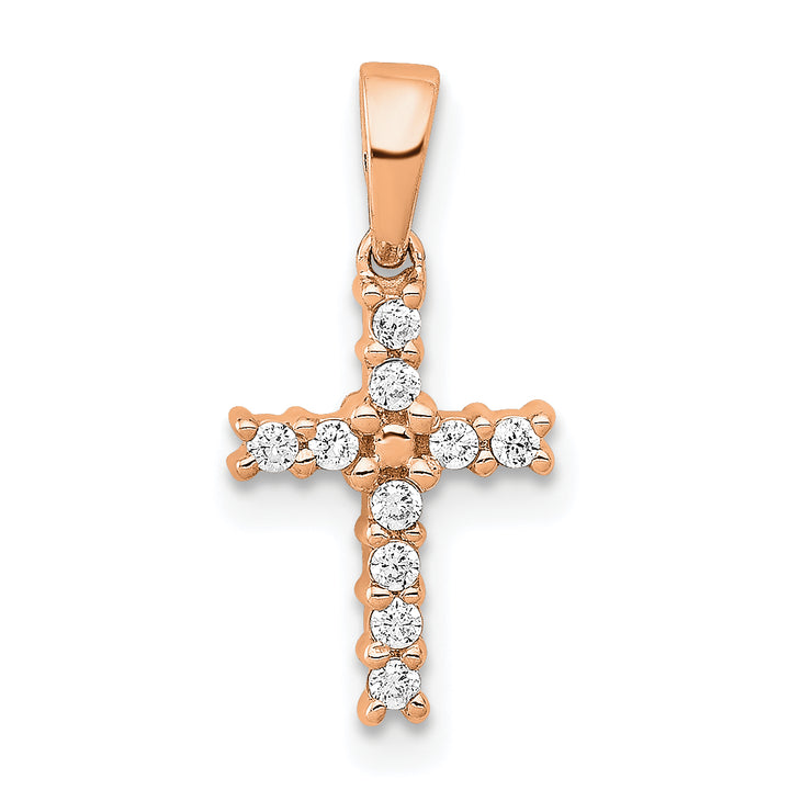 14k Rose Gold 1/10 CT Diamond Latin Design Cross Pendant