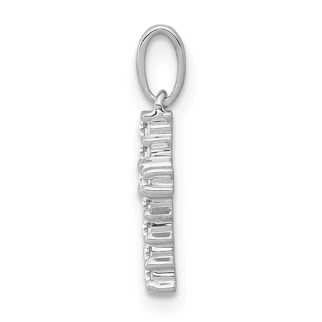 14k White Gold 1/10 CT Diamond Latin Cross Design Pendant