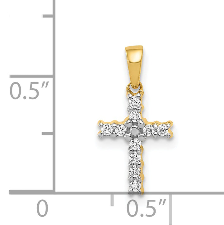 14k Yellow, White Gold 1/10 CT Diamond Latin Cross Pendant