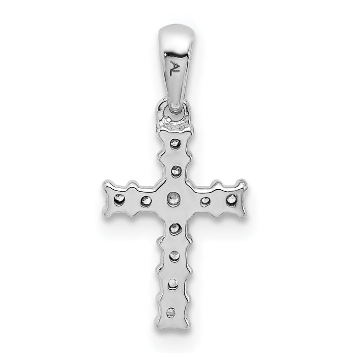 14k White Gold 1/20 CT Classic Diamond Latin Cross Pendant