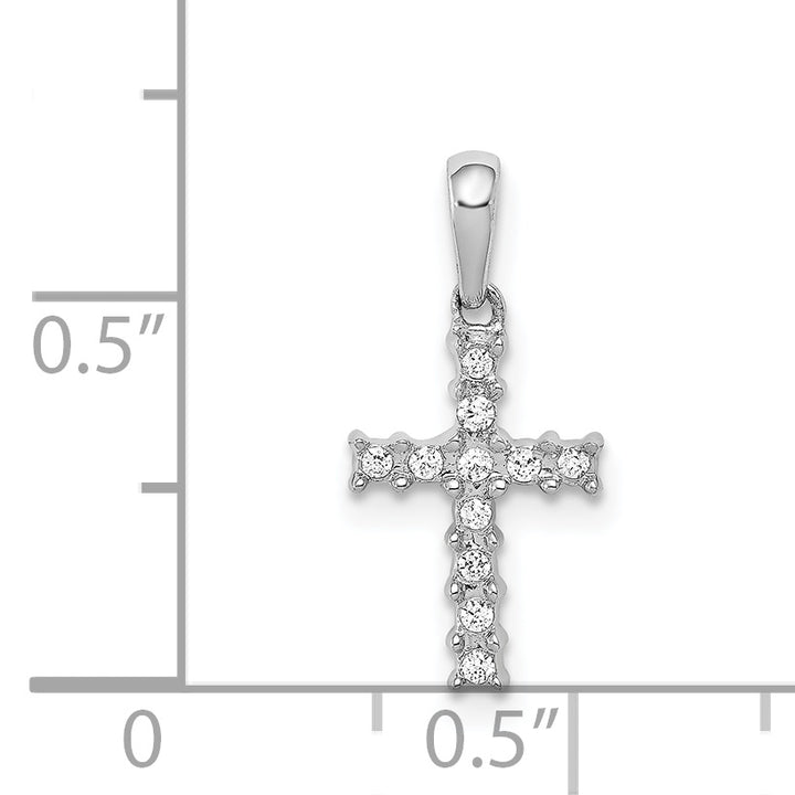 14k White Gold 1/20 CT Classic Diamond Latin Cross Pendant