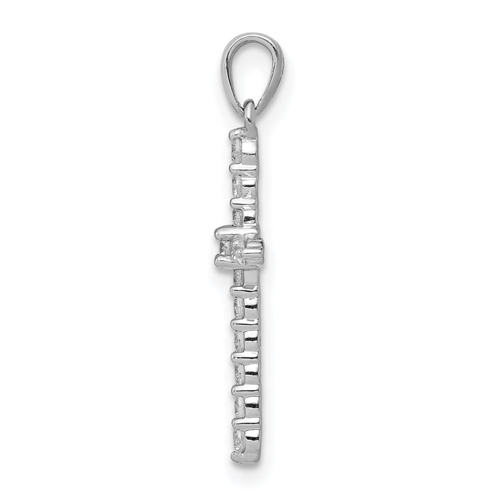 14k White Gold Polished 1/4 CT Classic Diamond Cross Pendant