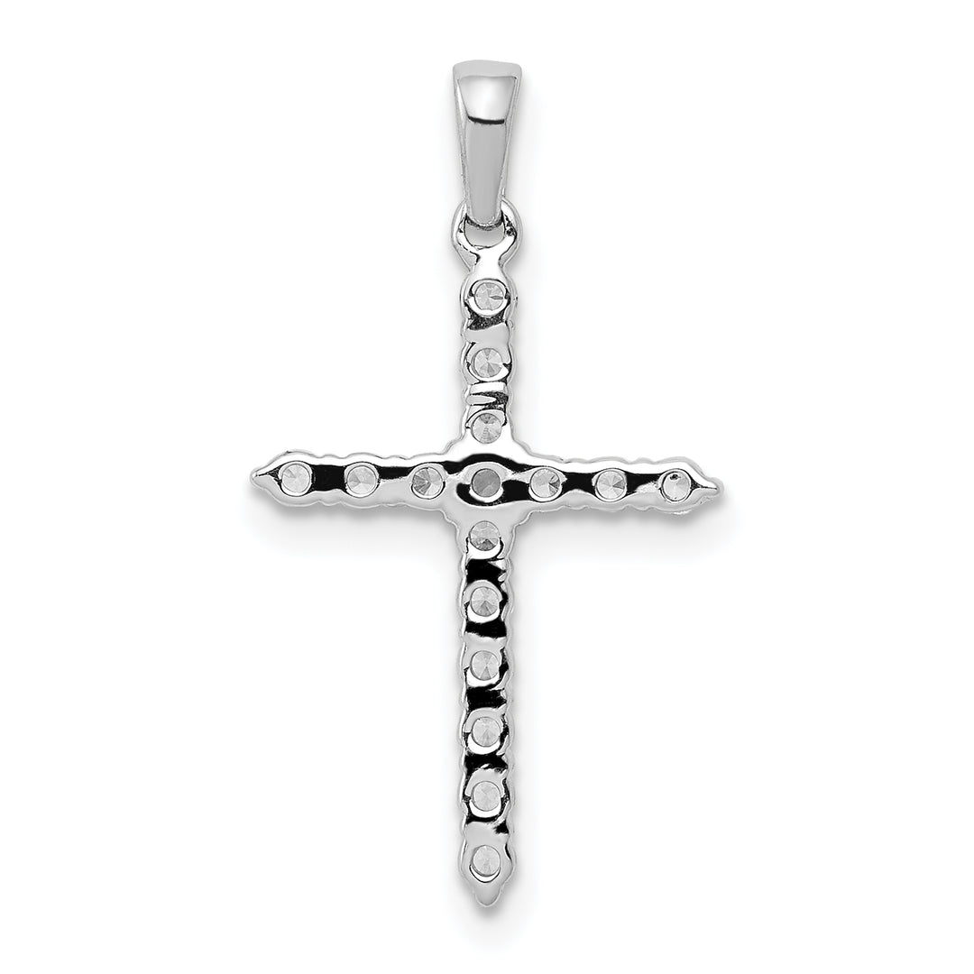 14k White Gold Polished 1/4 CT Classic Diamond Cross Pendant