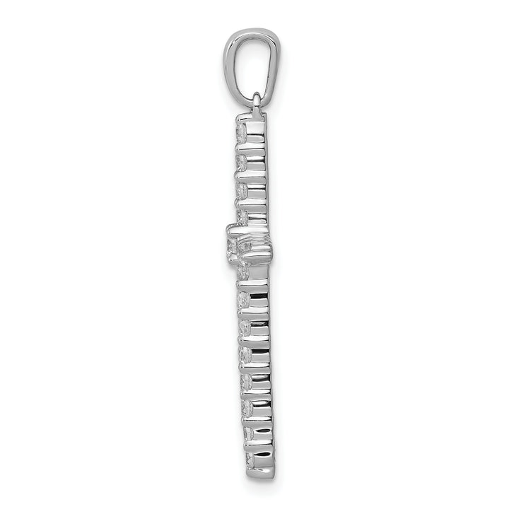 14k White Gold Polished 1/2 CT Diamond Cross Pendant