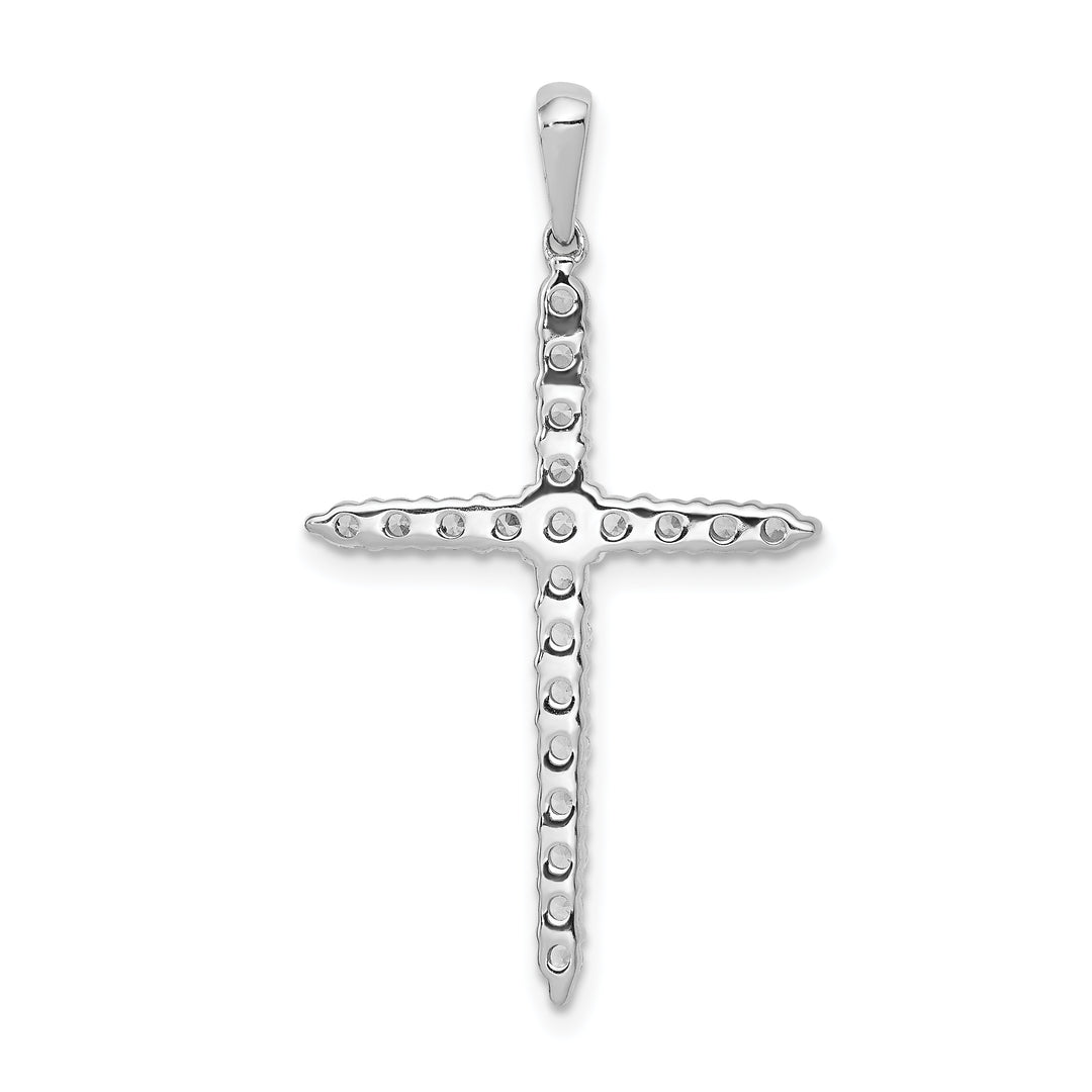 14k White Gold Polished 1/2 CT Diamond Cross Pendant