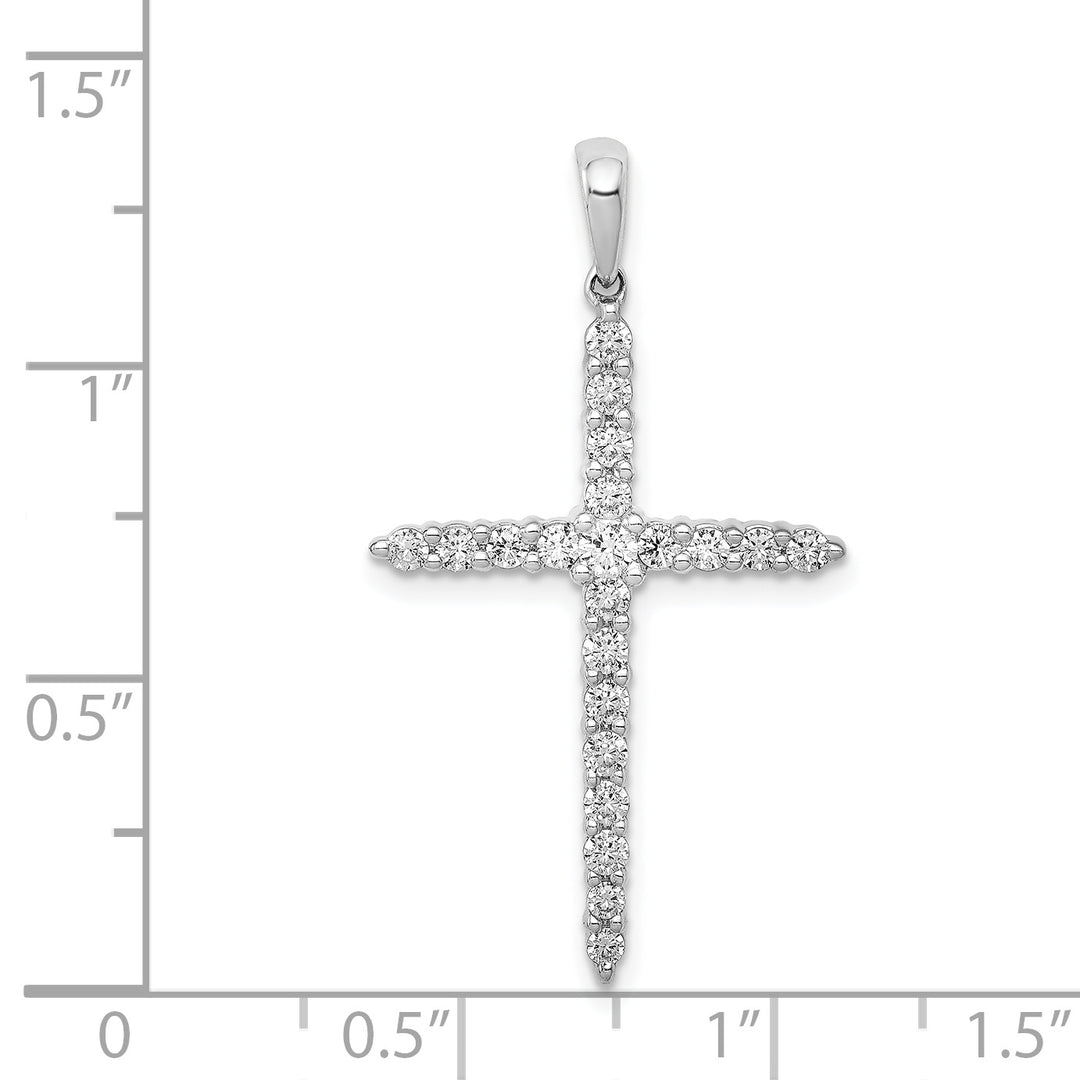 14k White Gold Polished 1/2 CT Diamond Cross Pendant