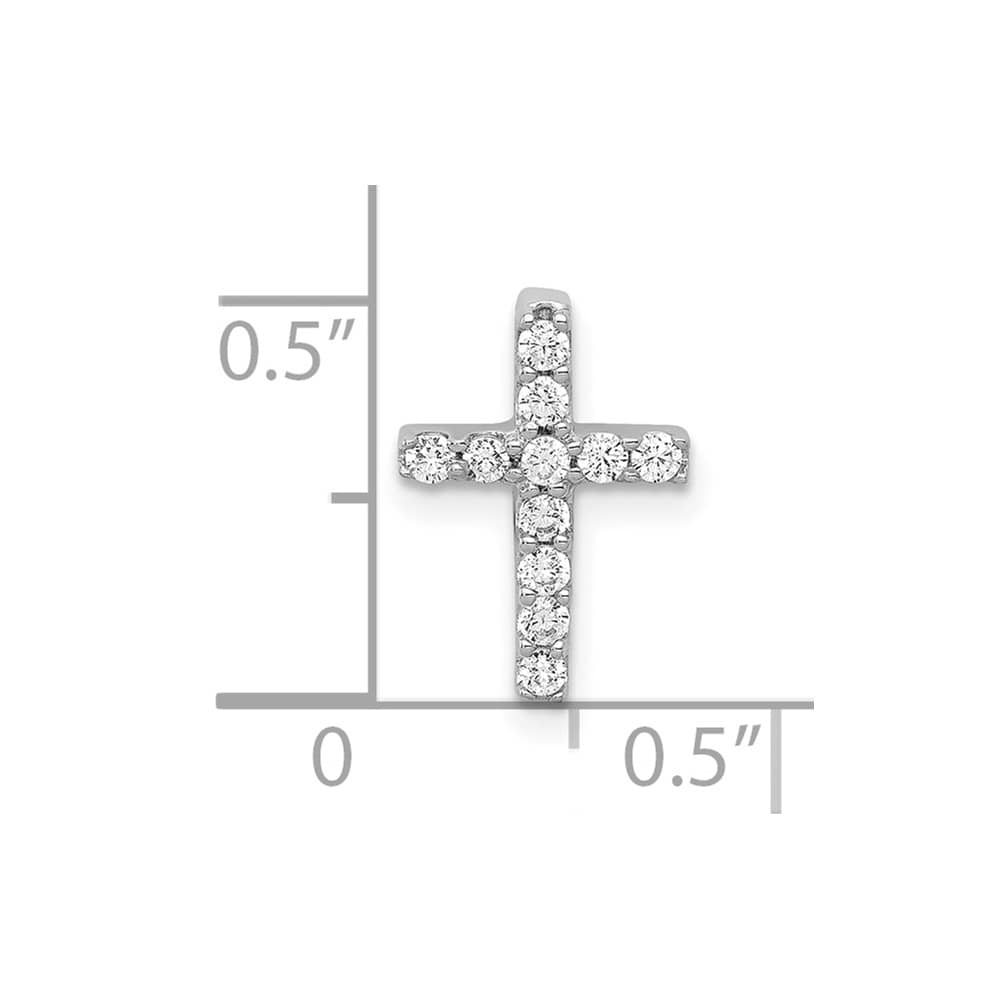 Lovely Rita's Pendants & Charms 10K White Gold 1/5 ct Diamond Small Latin Cross Chain Slide