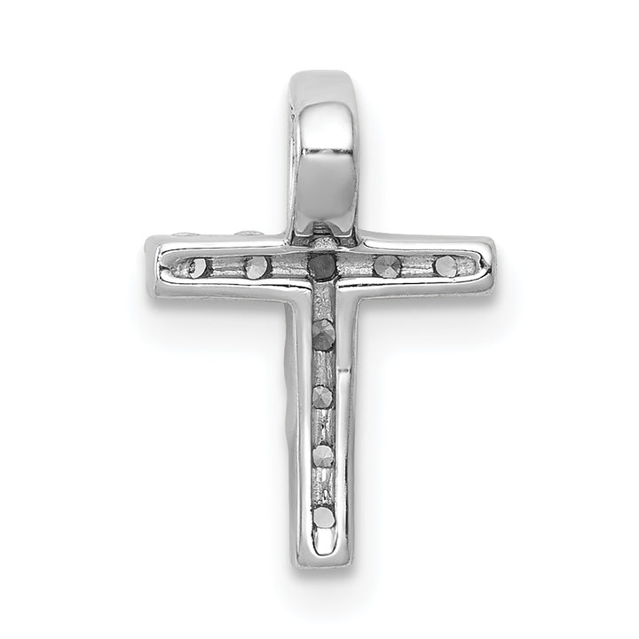 14k White Gold 1/5 CT Diamond Bold Latin Cross Design Chain Slide