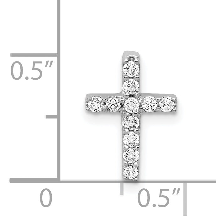 14k White Gold 1/5 CT Diamond Bold Latin Cross Design Chain Slide