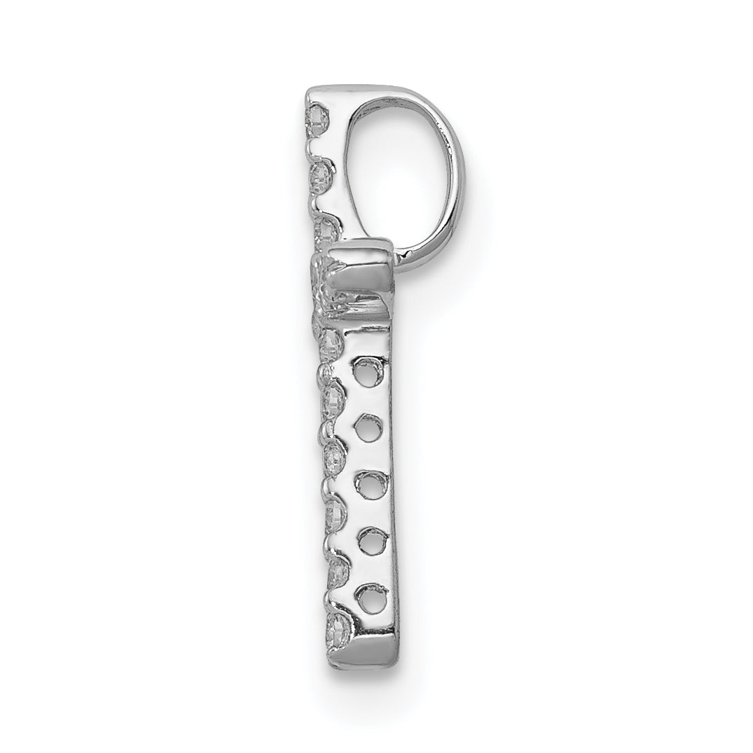14k White Gold 1/8 CT Diamond Bold Design Cross Chain Slide
