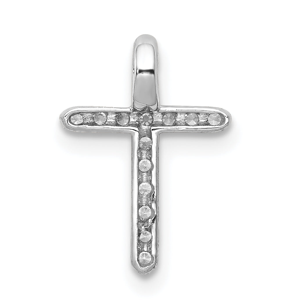 14k White Gold 1/8 CT Diamond Bold Design Cross Chain Slide