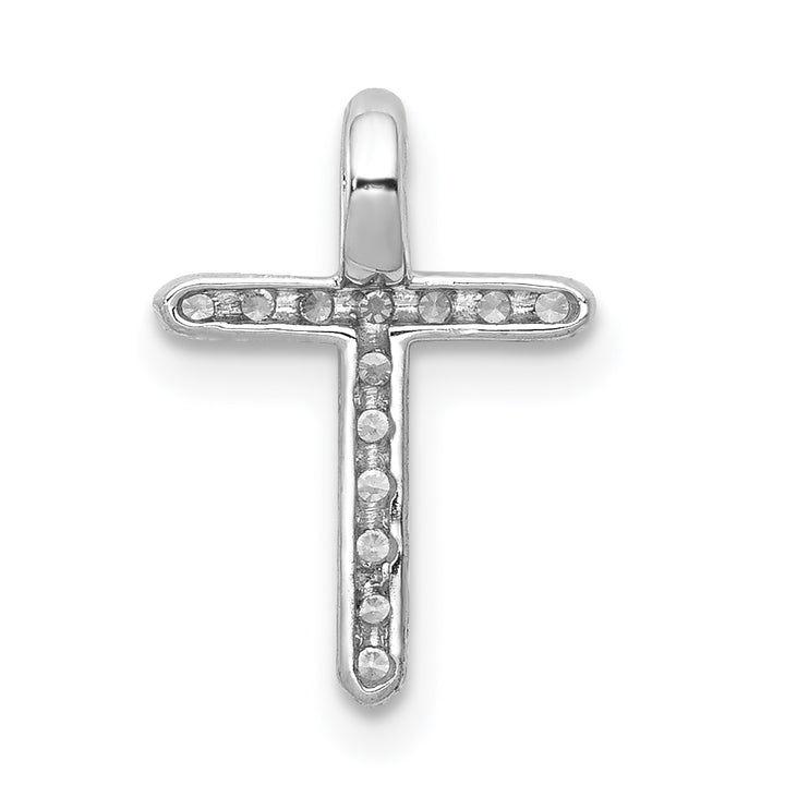 14k White Gold 1/8 CT Diamond Bold Design Cross Chain Slide