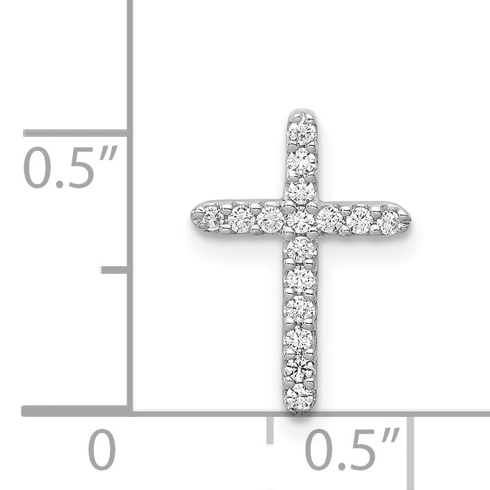 14k White Gold 1/8 CT Diamond Bold Design Cross Chain Slide