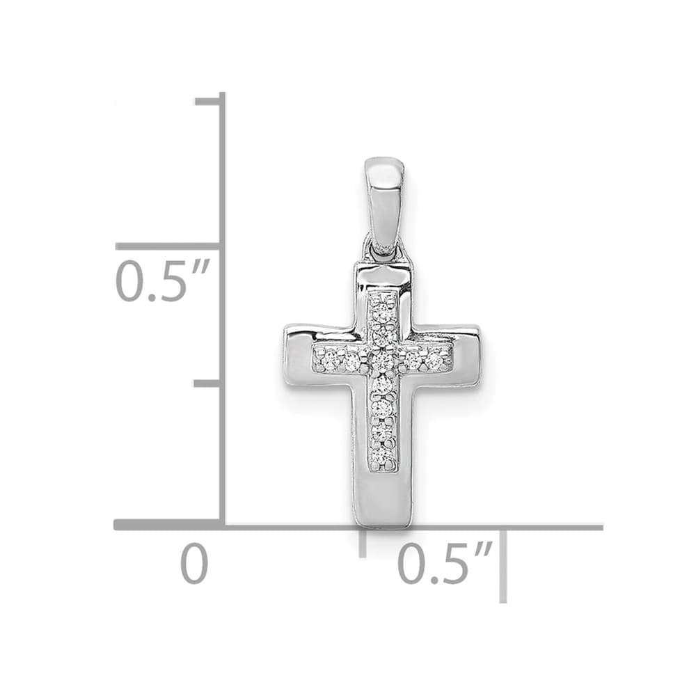Lovely Rita's Pendants & Charms 10K White Gold 1/20 ct Diamond Small Latin Cross Pendant