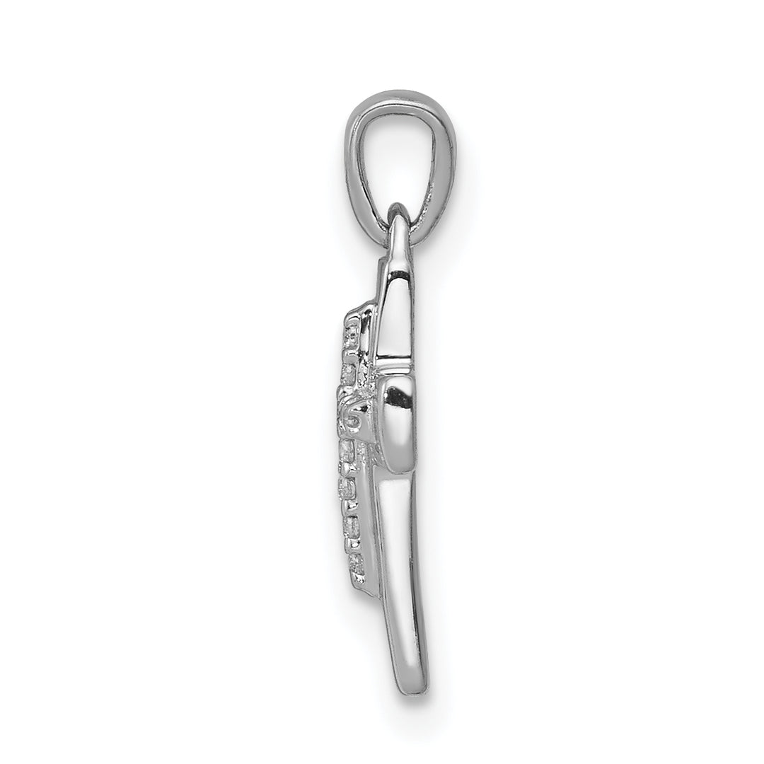14k White Gold 1/20 CT Diamond Moden Cross Design Pendant
