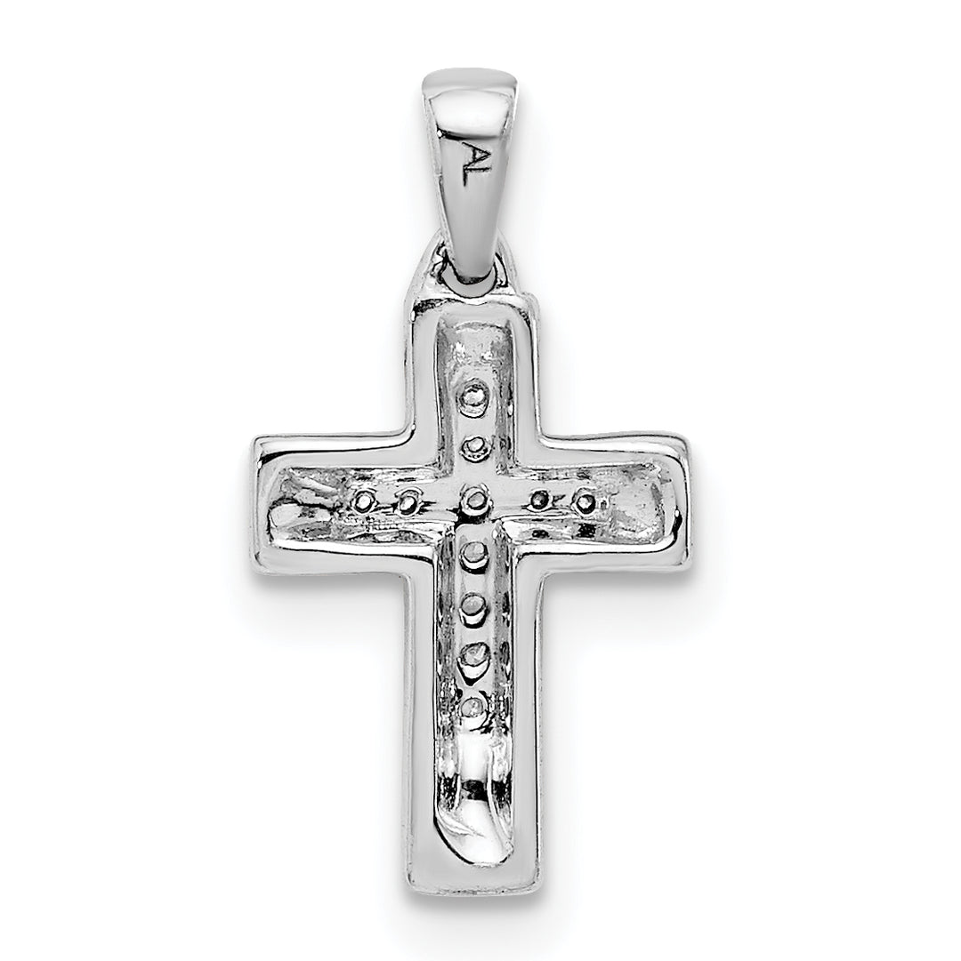 14k White Gold 1/20 CT Diamond Moden Cross Design Pendant