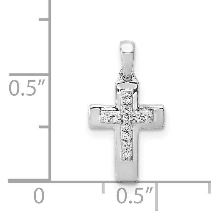 14k White Gold 1/20 CT Diamond Moden Cross Design Pendant