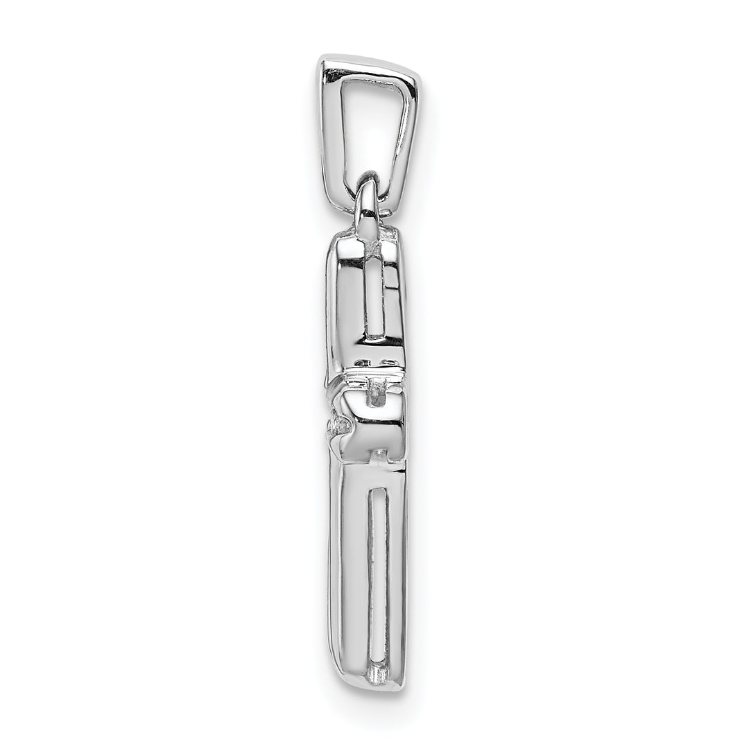 14k White Gold 1/6 CT Diamond Modern Design Latin Cross Pendant