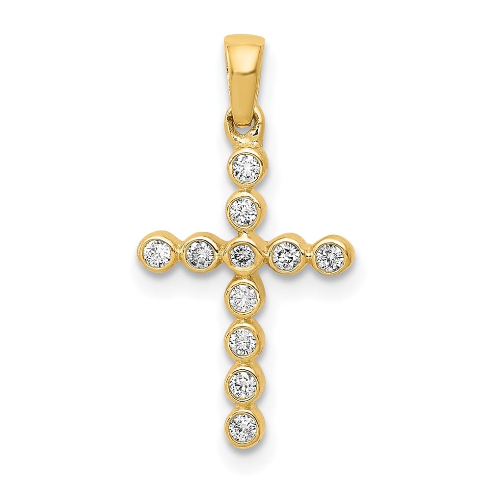 Lovely Rita's Pendants & Charms 10K Yellow Gold Polished 1/10 ct Diamond Cross Pendant