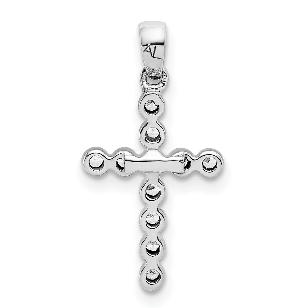 14k White Gold 1/10 CT Diamond Tendy Design Cross Pendant