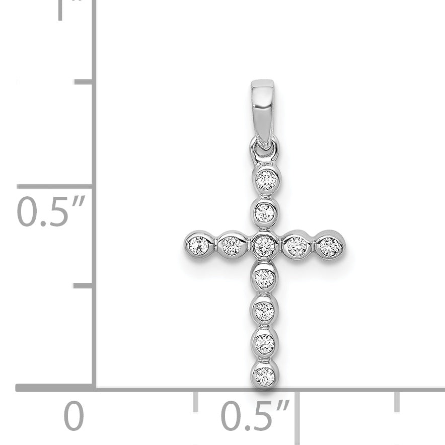 14k White Gold 1/10 CT Diamond Tendy Design Cross Pendant