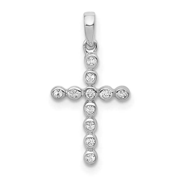 14k White Gold 1/10 CT Diamond Tendy Design Cross Pendant