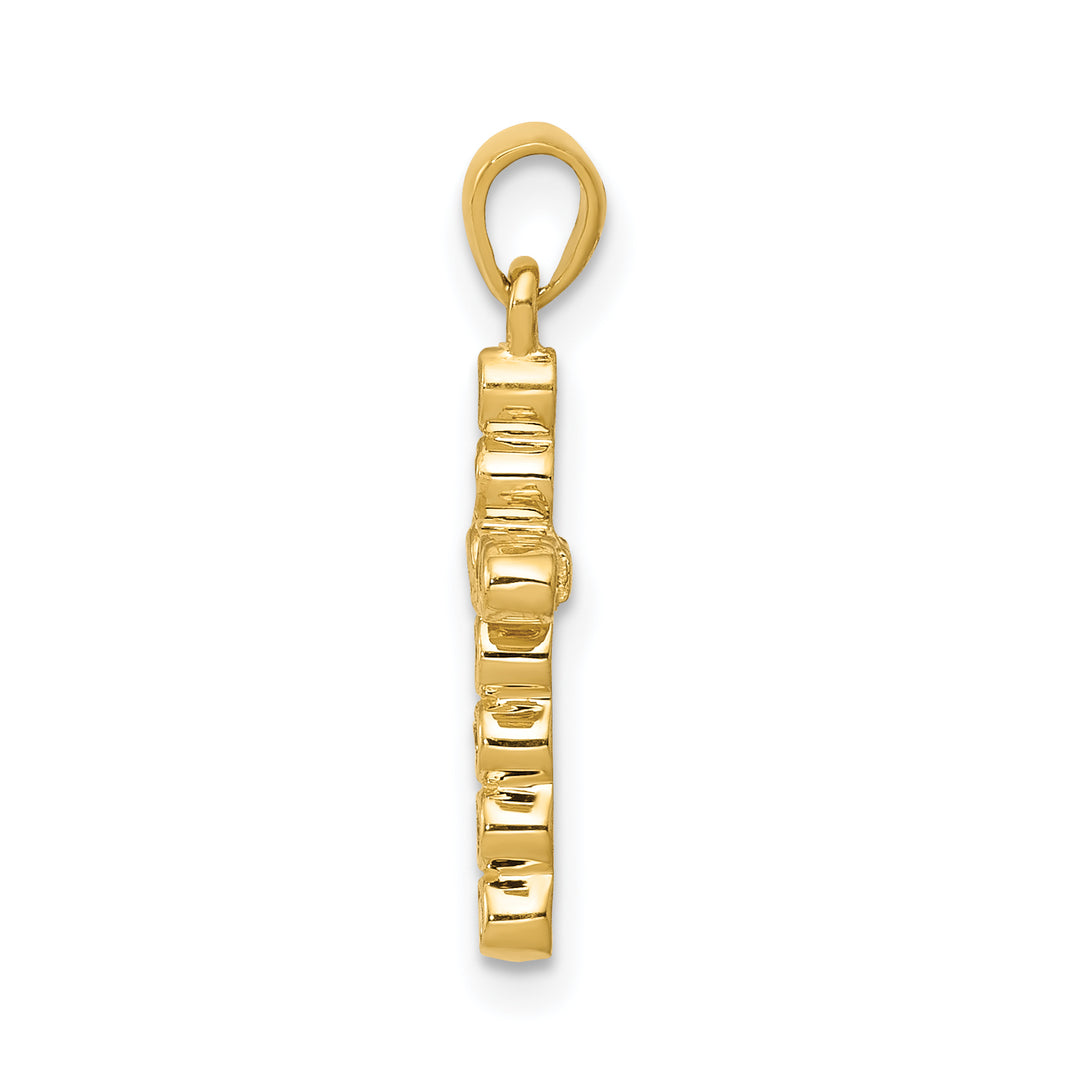 14k Yellow Gold Polished 1/10 CT Diamond Cross Pendant