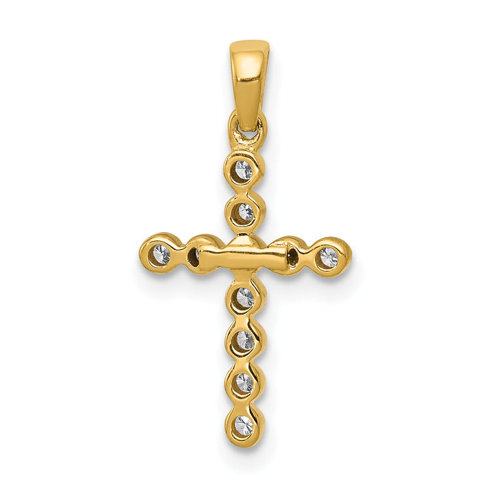 14k Yellow Gold Polished 1/10 CT Diamond Cross Pendant