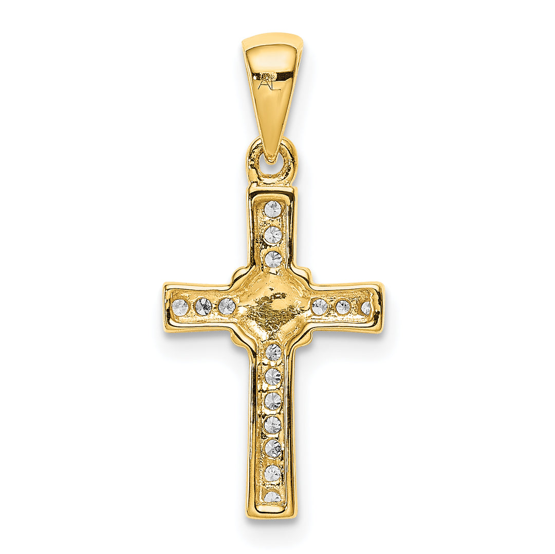 14k Two Tone Gold 1/6 CT Diamond Latin Cross Design Pendant