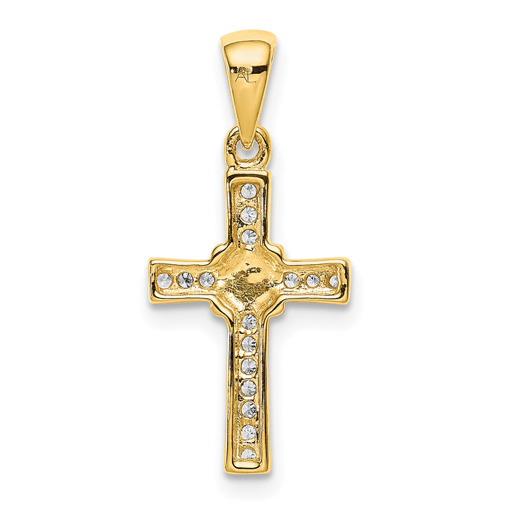 14k Two Tone Gold 1/6 CT Diamond Latin Cross Design Pendant
