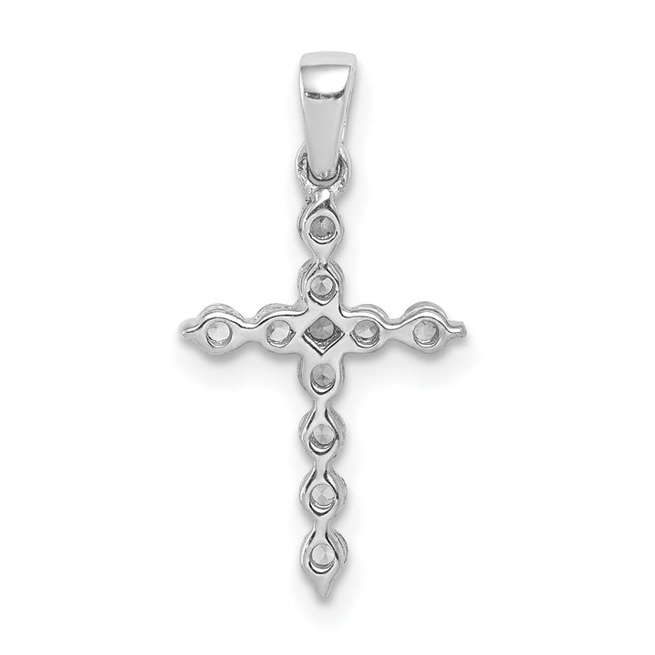 14k White Gold 1/4 CT Classic Diamond Design Cross Pendant
